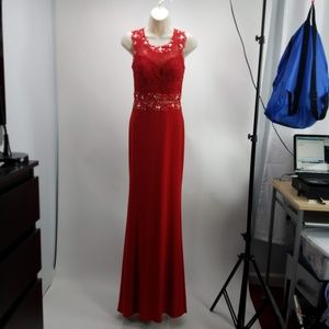 Laced Sleeveless Long Gown Sz S Red